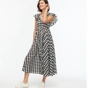 J. Crew Button-up Ruffle Dress In Gingham